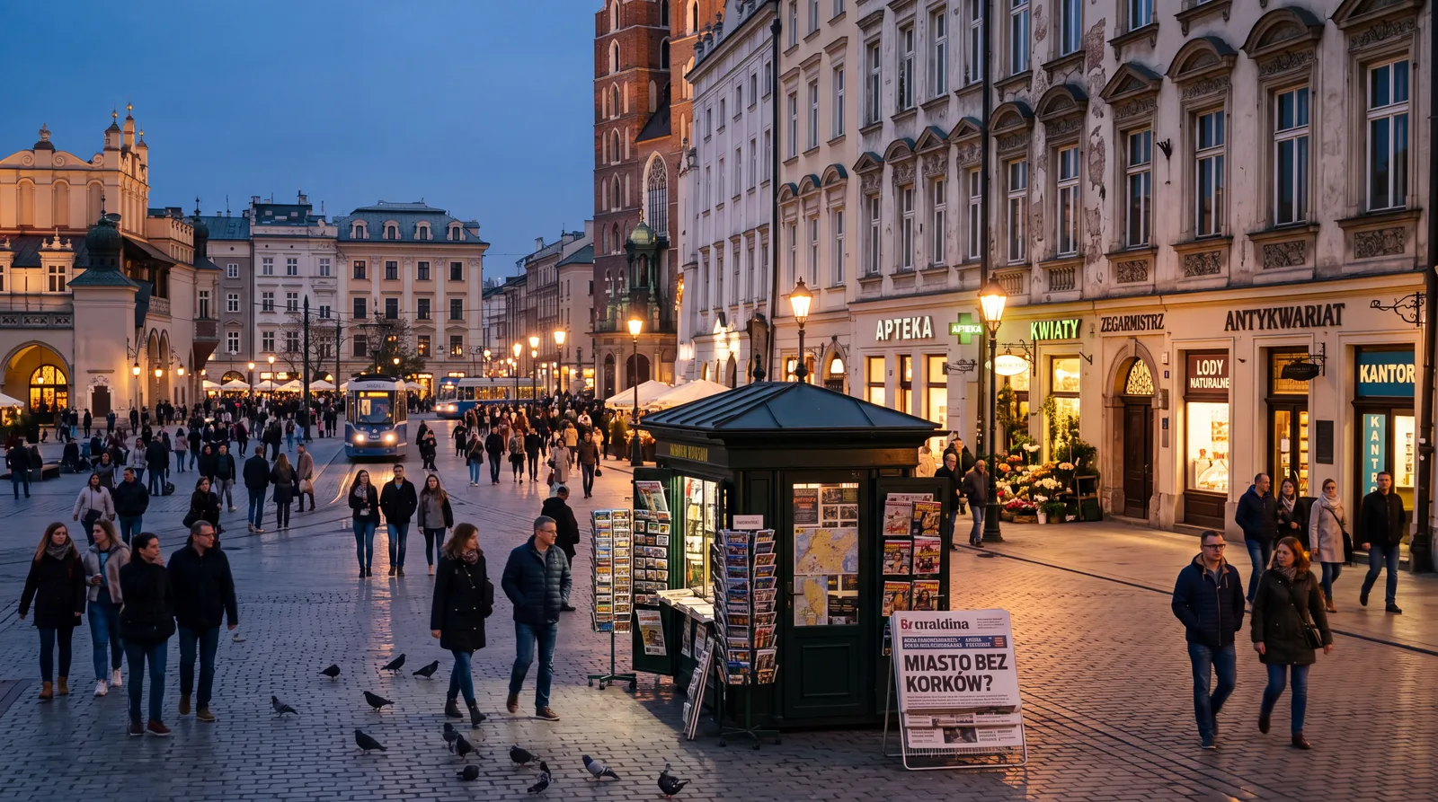 Nano Banana 2.1 — Kraków market square at dusk